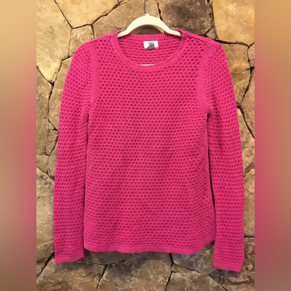 Old Navy Scallop Stitch Magenta/Hot Pink Medium Sweater